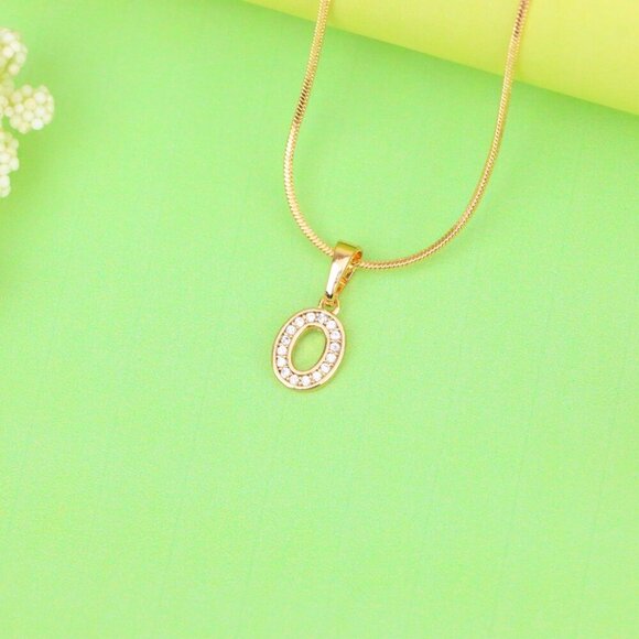 "Dazzling Letter O Rose Gold Pendant with CZ Stones, XPPT1340 - Picture 13 of 13
